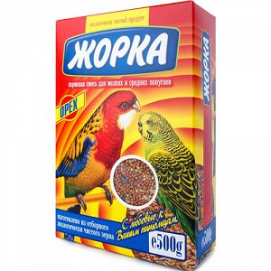 Корм для птиц "ЖОРКА" (коробка) для СРЕДНИХ и мелких попугаев ОРЕХ 500гр.