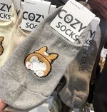 Носки COZY socks хлопковые короткие противоскользящие, серый