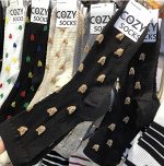 Носки COZY socks хлопковые сетчатые длинные с принтом, черный
