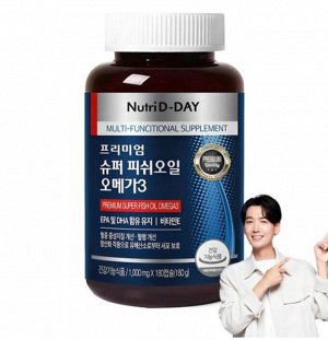 Премиум рыбий жир с омега 3 NUTRI D-DAY PREMIUM SUPER FISH OIL OMEGA-3 1000мг*180таблеток