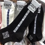 Носки COZY socks хлопковые средней длины с принтом, черный