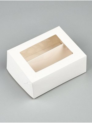 Коробка кондитерская 11 х13,5 х5,5 см с окном цвет белый для макарун 1/5