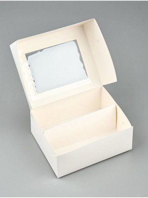 Коробка кондитерская 11 х13,5 х5,5 см с окном цвет белый для макарун 1/5