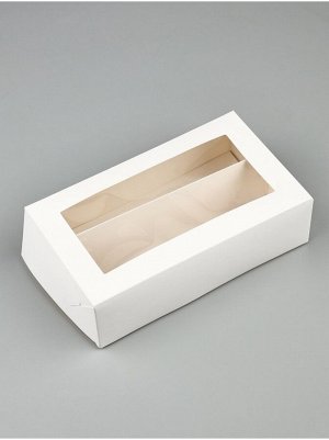 Коробка кондитерская 11 х19 х5,5 см с окном цвет белый для макарун 1/5