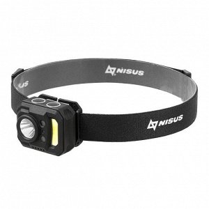 Фонарь налобный (N-HL19) NISUS PRO [50×42×35мм, IP44, 250LM, 850 мАч, 79г]