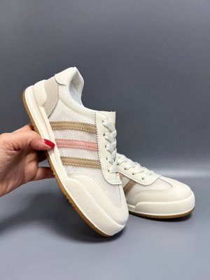 Кроссовки женские сетка белые с розовым