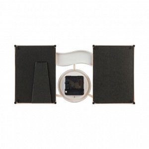 Фоторамка-коллаж на 2 фото с часами настенными Family, бесшумные, 17x35 см, d=9 см, от АА