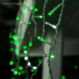 Гирлянда «Бахрома» 3 ? 0.6 м, IP44, УМС, прозрачная нить, 160 LED, свечение зелёное, мерцание белым, 220 В