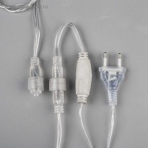 Гирлянда «Бахрома» 3 ? 0.6 м, IP44, УМС, прозрачная нить, 160 LED, свечение зелёное, мерцание белым, 220 В