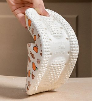 Резиновые шлепанцы унисекс нескользящие на толстой подошве с рисунком, белый