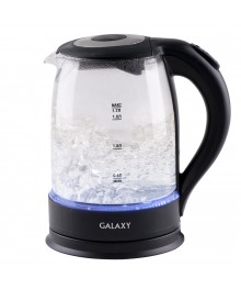 Чайник Galaxy GL 0553 черный стеклян (2,2 кВт, 1,7л, светодиодн подсветка) 6/уп