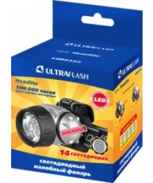 Фонарь  Ultra Flash  LED 5351 (налобн,металлик,7LED,3реж,3хR3,пласт.) уп.5шт.