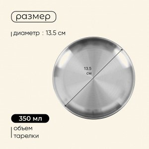 Миска походная Maclay, глубокая, d=13.5 см, нержавеющая сталь
