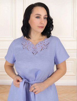 Платье из льна с вышивкой Ришелье