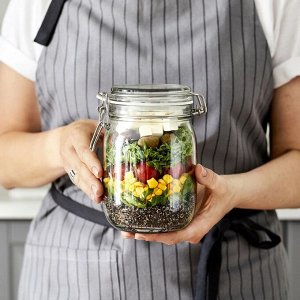 KORKEN, Банка с крышкой из прозрачного стекла, 1 л