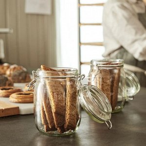 KORKEN, Банка с крышкой из прозрачного стекла, 1 л