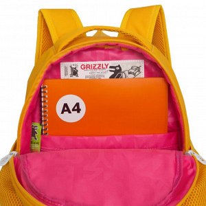 Рюкзак школьный GRIZZLY с карманом для ноутбука 13", жесткой спинкой, двумя отделениями, для девочки