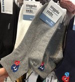 Носки Singgoba хлопковые средней длинны с принтом, серый