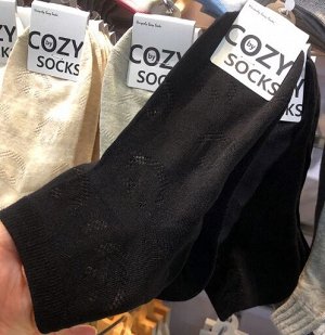 Носки COZY socks хлопковые с сетчатым рисунком, черный