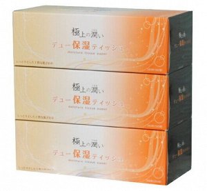 Двухслойные мягкие бумажные салфетки Due Moisture с лосьоном, увеличенные, произведены на воде с горы Фудзи 180 шт. х 3 пачки\