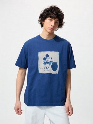 UNIQLO UT - хлопковая футболка Disney х BUAISOU с Микки Маусом, вдохновлённая японским индиго - 65 BLUE