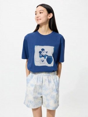 UNIQLO UT - хлопковая футболка Disney х BUAISOU с Микки Маусом, вдохновлённая японским индиго - 65 BLUE