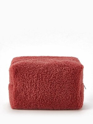 Косметичка женская на молнии TEXTURA, объёмная, плюшевая, розовая