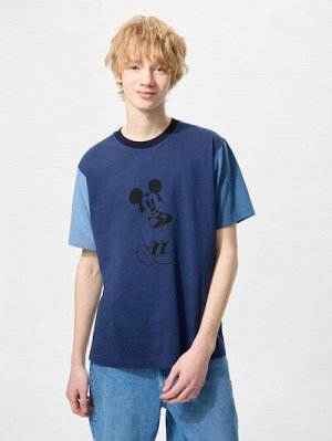 UNIQLO UT - хлопковая футболка Disney х BUAISOU с Микки Маусом, вдохновлённая японским индиго - 67 BLUE