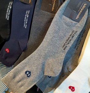 Носки Kikiyasocks хлопковые высокие с рисунком, темно-серый