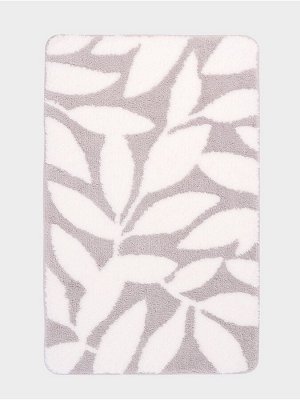 Коврик Доляна Leaves, 50x80 см, ворс 1.5 см, микрофибра, серый