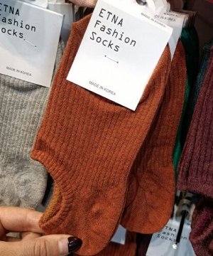 Носки-следки ETNA хлопковые в рубчик однотонные, карамель