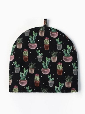 Грелка на чайник Этель Succulents 28x28 см, 100% хлопок, саржа 190 г/м²