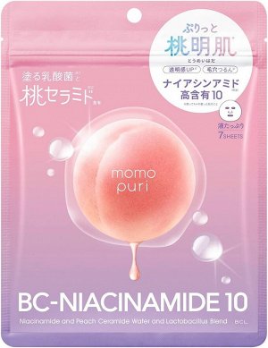 BCL Momo Puri Moist Barrier Serum Mask  – увлажняющие барьерные маски с лактобактериями и персиковыми церамидами