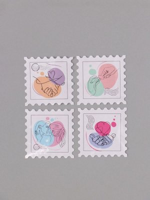 Наклейка бумага "Марки. Любовь" 3х3 см 200 шт в рулоне