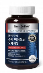 Премиальный рыбий жир Омега-3 NUTRI D DAY PREMIUM SUPER FISH OIL OMEGA3, 1000MG*180 капсул