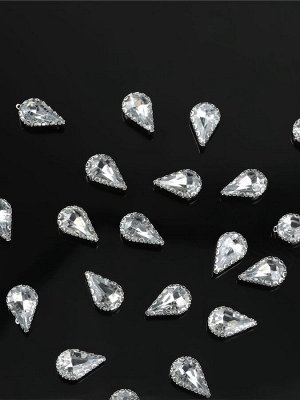 Стразы пришивные «Капля», в ажурной оправе, 8x13 мм, 20 шт., белые