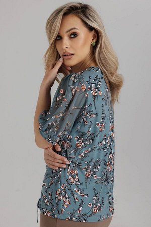 Блузка женская  7021/18/Бирюзовый, розовый