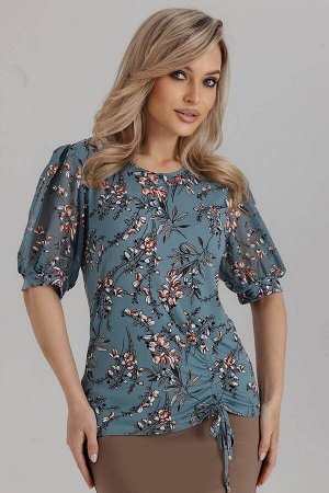 Блузка женская  7021/18/Бирюзовый, розовый