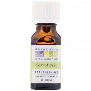 Aura Cacia, 100% чистое эфирное масло семян моркови, 0.5 жидкой унции (15 мл)