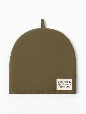 Грелка на чайник Этель Kitchen, 28x28 см, 100% хлопок, саржа 220 г/м², зелёная