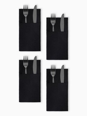 Набор конвертов для приборов Home collection black-4 шт., 22x10 см, 45% лён, 55% хлопок