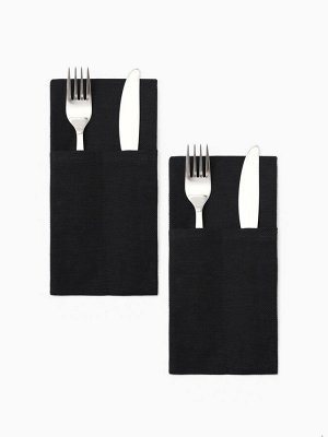 Набор конвертов для приборов Home collection black-2 шт., 22x10 см, 45% лён, 55% хлопок