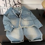 Костюм джинсовый: куртка с длинными рукавами+джинсы, синий