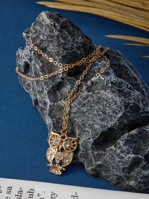 Кулон «Сова» ажурная, цвет белый в золоте, 45 см