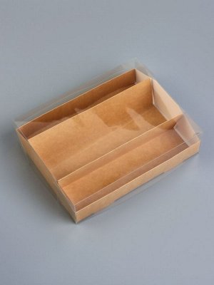 Кондитерская коробка складная под 3 эклеров, крафт, 16x13.5x7 см
