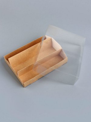 Кондитерская коробка складная под 3 эклеров, крафт, 16x13.5x7 см
