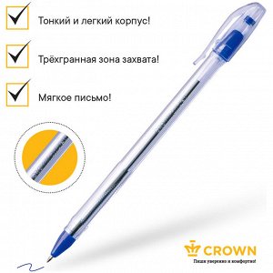Ручка шариковая Crown "Oil Jell", синяя, 0,7мм, штрих-код, для повседневного использования, 1 шт