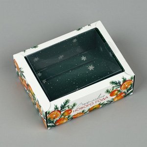 Коробка складная с пластиковой крышкой «Счастливого Нового года», 11.5*9*4 см