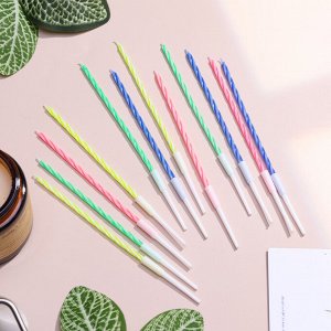 Свечи для торта коктейльные с подставками, 12 см, 12 шт.