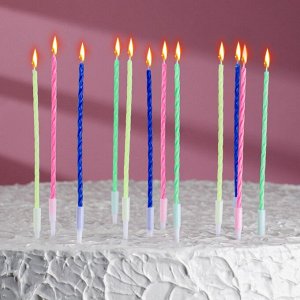 Свечи для торта коктейльные с подставками, 12 см, 12 шт.